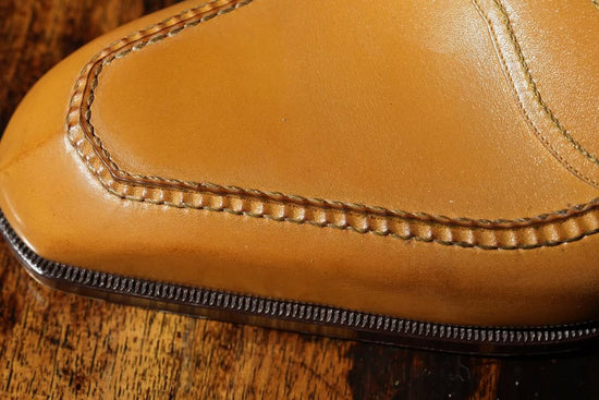 Luxury Edition - Tan Italian Leather Ibiza Slip On Crossed Component Goodyear Welted Loafers With Special Metal Plate - Loafers