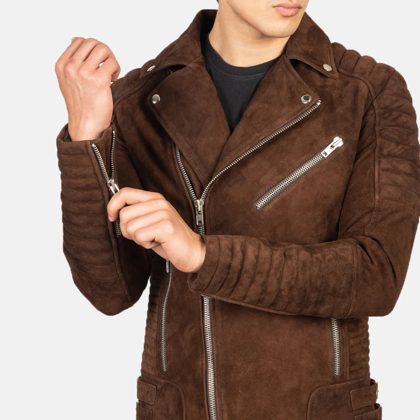 Armand Suede Leather Biker Jacket - Main Image
