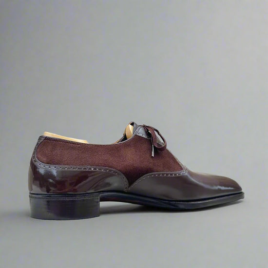 Men’s Two Tone Brown Leather & Brown Suede Leather Lace Up Fine Shoes - Formal Shoes