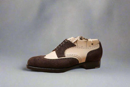 Men’s Wingtips in Brown and Beige Lux Suede - Formal shoes