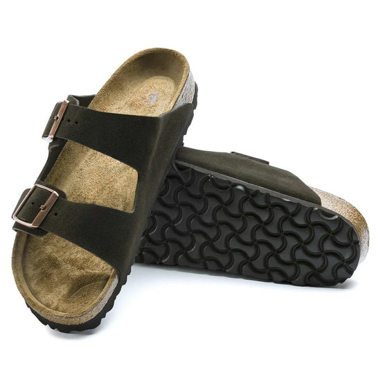 Mocha Brown Suede Leather Ease Comfort Slippers with Buckle - Slippers