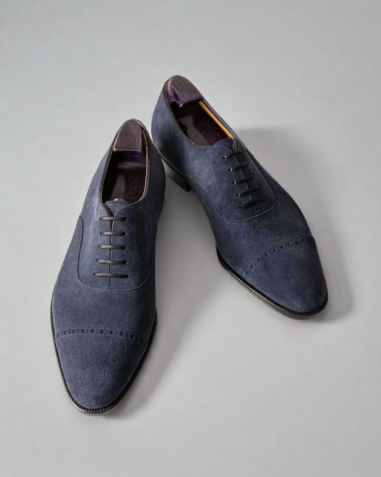 NAVY BLUE LEATHER MODENA BROGUE WHOLECUT OXFORD SHOE - FORMAL SHOES