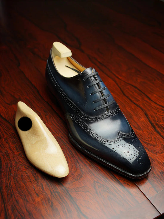 Navy Blue Kieran Leather Oxfords - Formal Shoes