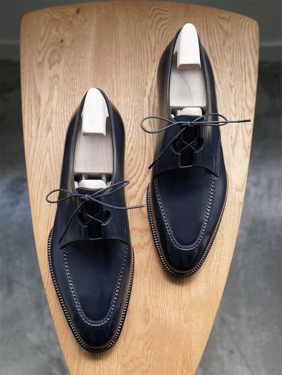 Navy Blue Leather Teruel Derby Shoes - Formal Shoes