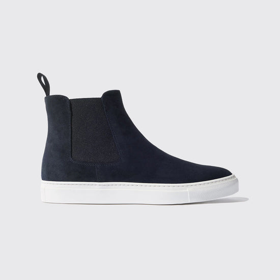 Navy Blue Suede Kevin High Top Chelsea Sneaker Boots - Sneakers Boots