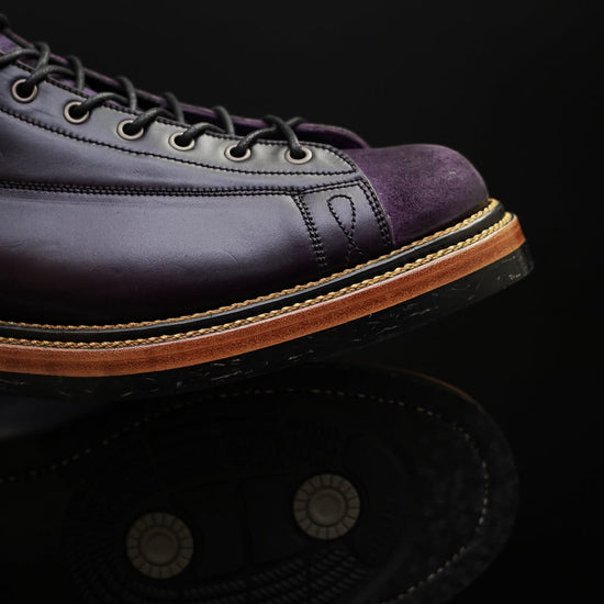 Purple Leather And Purple Suede Lace-Up Step Steeds Boots - Hiking and Trekking Boots