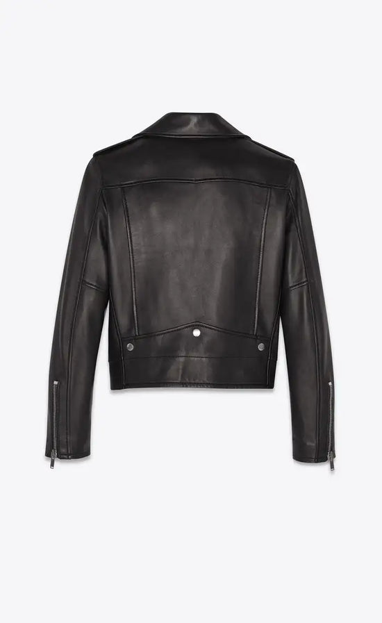 Saint Laurent Mens Classic Black Leather Motorcycle Biker Jacket - Leather Jackets