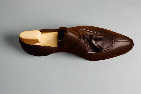 Sardoal Emerald Brown Leather Slip On Tassel Loafers - Loafers Shoes