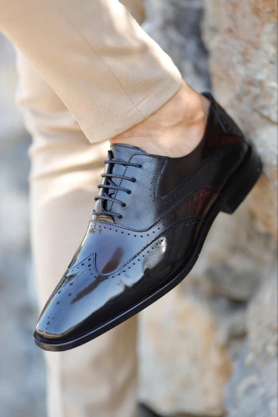 Special Design Patent Leather Black Classic Shoes - Formal Shoes