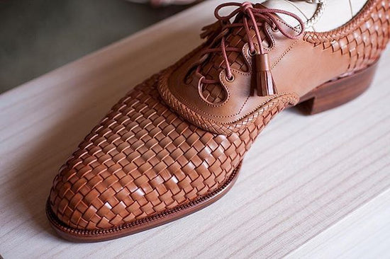 Tan Braided Leather Evora Brogue Oxfords - Formal Shoes