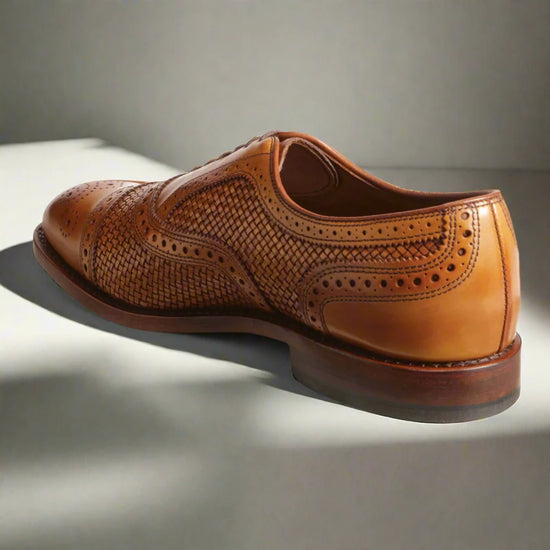 Tan Braided Leather Morice Brogue Oxfords - Formal Shoes