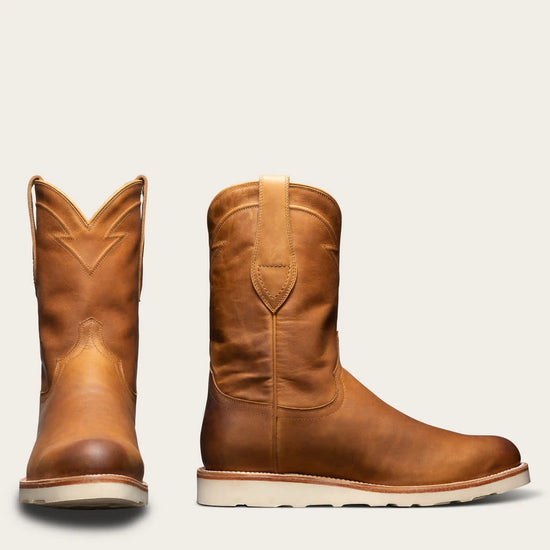 Tan Leather Beasley Slip On Zipper Western Cowboy Rubber Sole Boots - Cowboy Boots