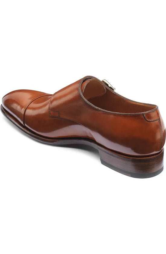 Tan Leather Soren Double Monk Strap Toe Cap Shoes - Monk Shoes