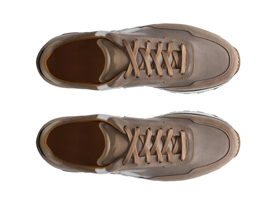 Tan Suede and Leather Laivai Lace Up Running Sneaker Shoes - Sneaker Shoes