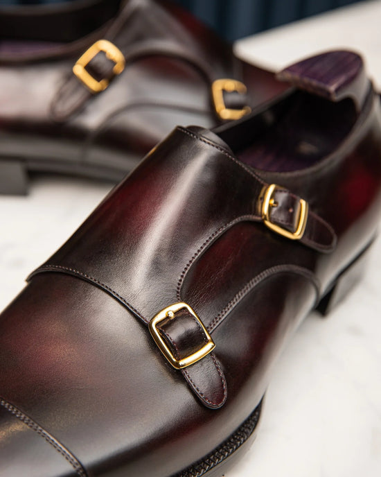 Tan and Brown Leather Classic Crusaders Castle Double Monk Straps Shoes - Monk Shoes