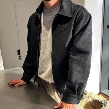 Vintage casual black italian suede leather jacket - Leather Jackets