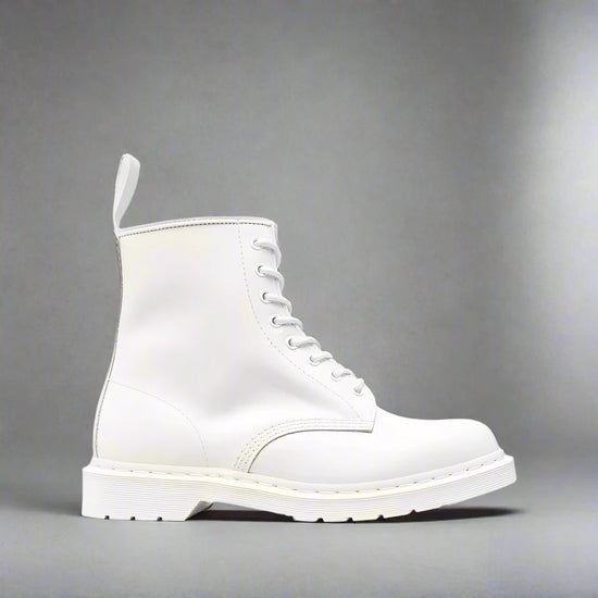 White Italian Leather Appoggio Ankle Rugged Lace Up Combat Hiking Boots with Chunky Track Sole - Boots