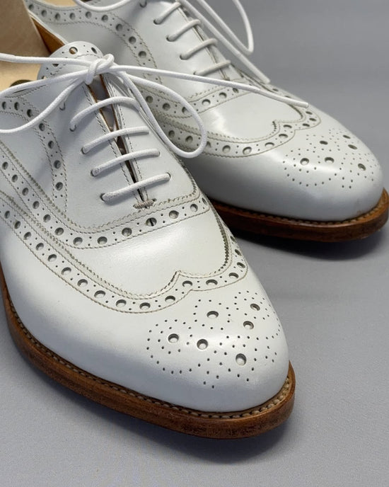 White Leather Cedara Brogue Wingtip Oxfords - Formal Shoes