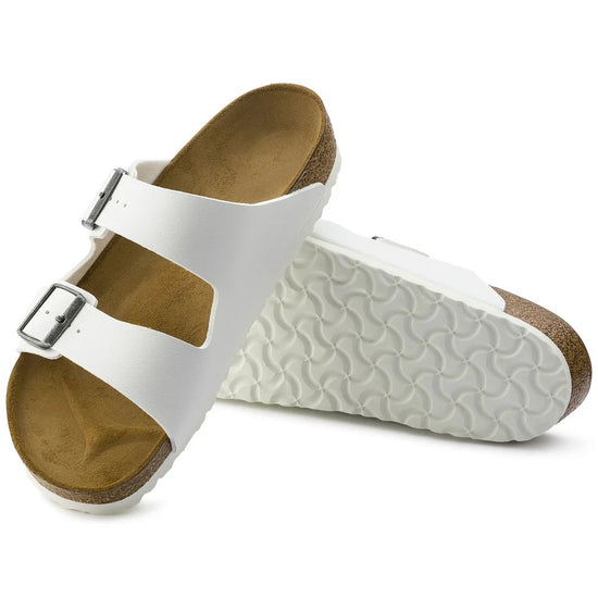 White Leather Ease Comfort Slippers with Buckle - Slippers