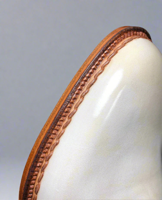 White Leather Mariselle Whole Cut White Stitched Oxfords - Formal Shoes