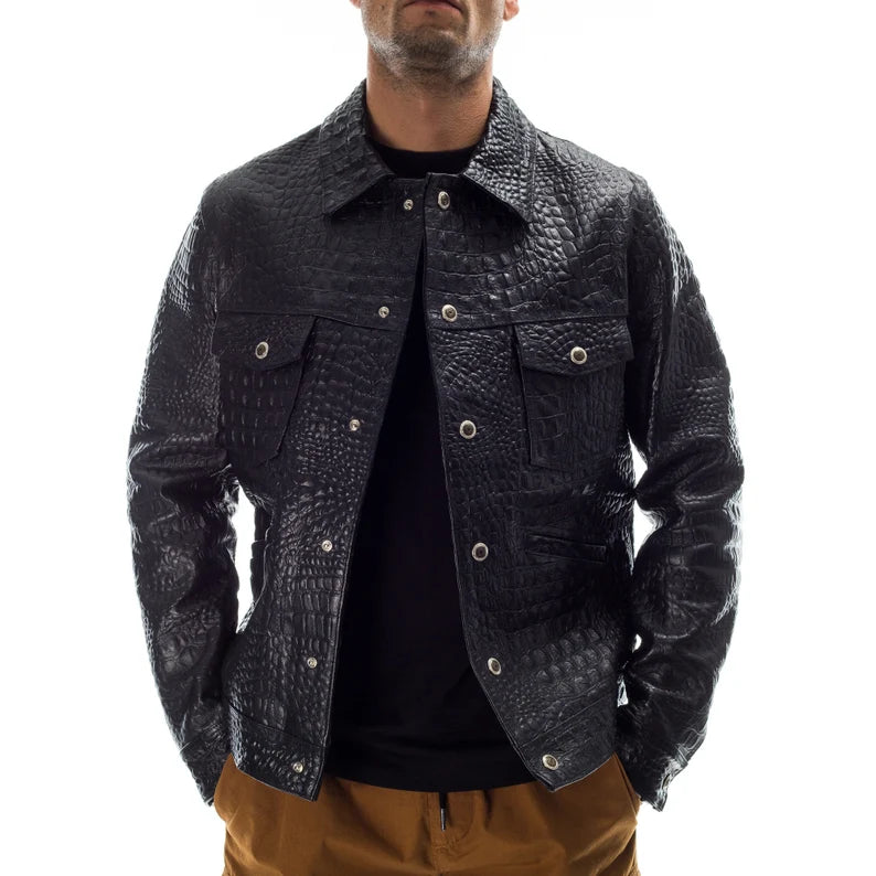 ITALIAN HANDMADE MEN GENUINE LAMB LEATHER JACKET SLIM FIT PETROL GREY ITALIAN HANDMADE MEN GENUINE LAMB LEATHER JACKET SLIM FIT PETROL GREY