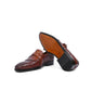 Brown Leather Slip On Cross Component Loafers - Loafers Shoes