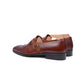 Brown Leather Slip On Cross Component Loafers - Loafers Shoes