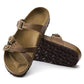 Classic Brown Leather Three Strip Ease Comfort Slippers - Slippers