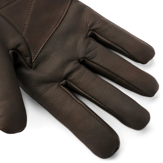 Dark Brown Leather And Suede Leather Gloves - Leather Gloves