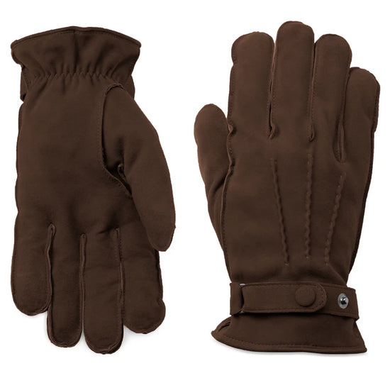 Dark Brown Suede Leather Gloves - Leather Gloves