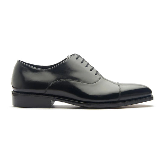 Black Leather Woodford Balmoral Toe Cap Oxfords - Formal Shoes