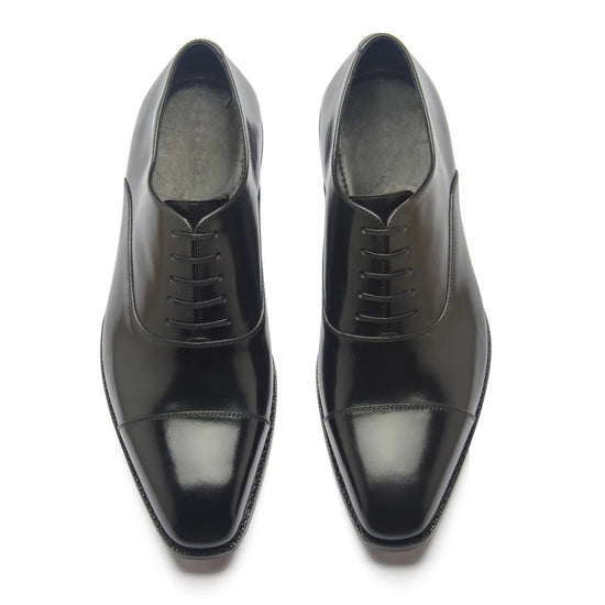 Black Leather Woodford Balmoral Toe Cap Oxfords - Formal Shoes