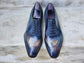 Luxury Addition - Blue Leather And Suede Isolde Brogue Patina Finish Oxfords - Formal Shoes