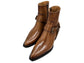 Tan Leather Slip On Harness Chelsea With Zipper Pointed Boots - Boots