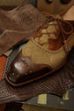 Men’s Two Tone Brown & Beige Suede Leather Lace Up Fine Shoes - Formal Shoes