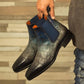 Grey Croc Patina Leather Haskovo Chelsea Boots - Boots