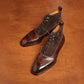 Brown Leather Patina and Suede Orvieto Lace Up Brogue Oxford Boots - Boots