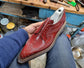 Burgundy Leather Sharp Wingtip Oxfords Lace Up Formals - Formal Shoes - FW2