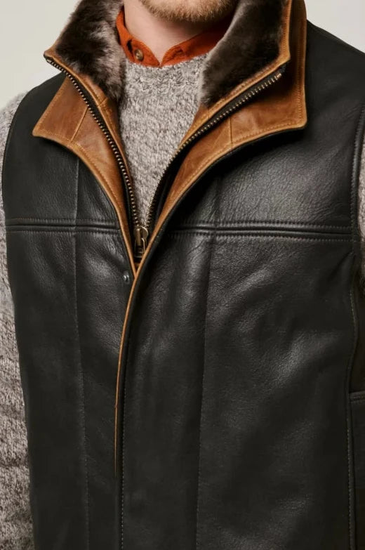 Armand Black Leather Biker Half Jacket - Leather Jackets