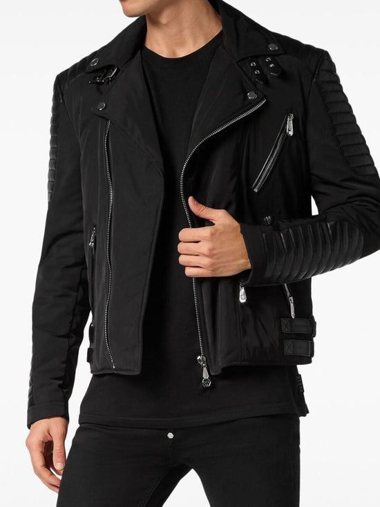 Armand Black Suede And Leather Biker Jacket