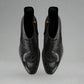 BLACK CROC PATTERN LEATHER SLIP ON CHELSEA BOOTS WITH ZIPPER AND GOLDEN HEEL PLATE - CHELSEA BOOTS