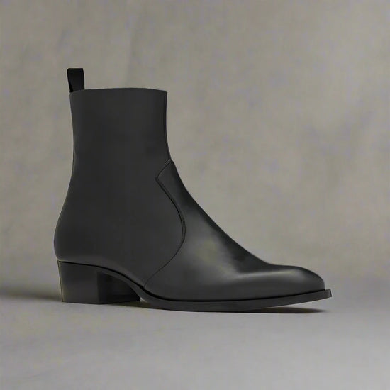BLACK LEATHER SLIP ON CHELSEA BOOTS WITH ZIPPER - CHELSEA BOOTS