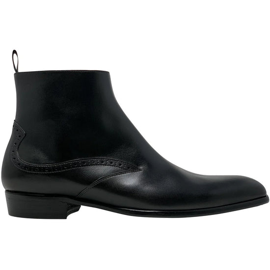 BLACK LEATHER VASTO ZIPPER BOOTS - BOOTS