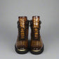 BROWN CROC LEATHER LACE UP BOOTS WITH METAL PLATES - CHELSEA BOOTS