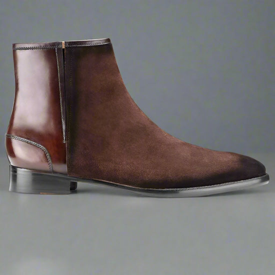 BROWN SUEDE FENLAND SLIP ON CHELSEA BOOTS With Brown Leather - CHELSEA BOOTS