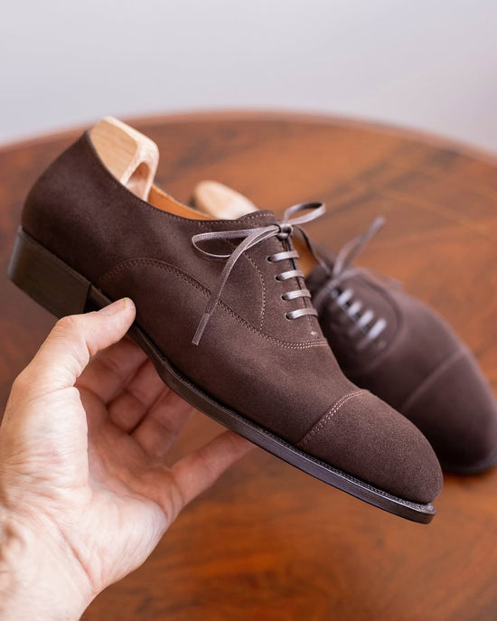 BROWN SUEDE LEATHER MODENA TOE CAP OXFORD SHOE - FORMAL SHOES