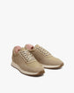 Beige Suede Leather Lace Up Running Sneaker Shoes - Sneaker Shoes