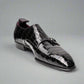 Black Alligator Italian Leather Double Monkstrap Shoes - Formal Shoes - Monk Shoes