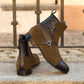 Black Crocodile Print Italian Leather And Green Suede Campinas Slip On Zipper Boots - Alligator Print - Boots