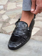 Black Double Monk Strap Leather Shoe-Monk Shoes